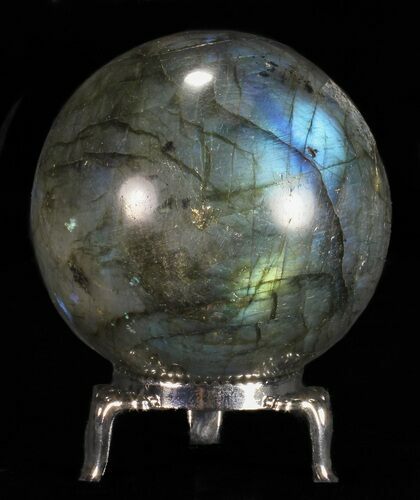 Flashy Labradorite Sphere - With Nickel Plated Stand #53575